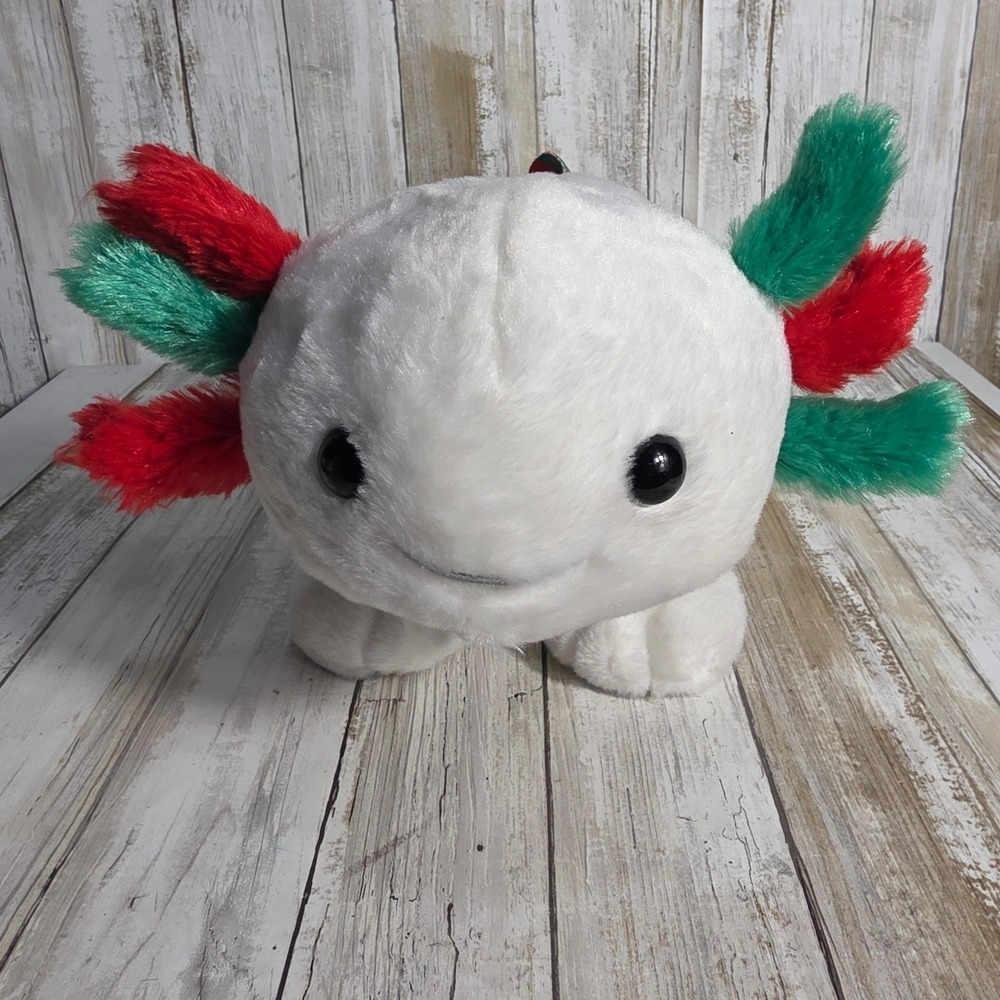 Build-A-Bear Workshop Holiday Axolotl White Red Green Plush 18 inch 2023 031854 - Picture 3 of 8